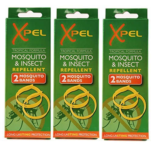 3 x 2 x Adult Xpel Tropical Formula Mosquito/Insect Repellent Bands (Deet Free) by Xpel