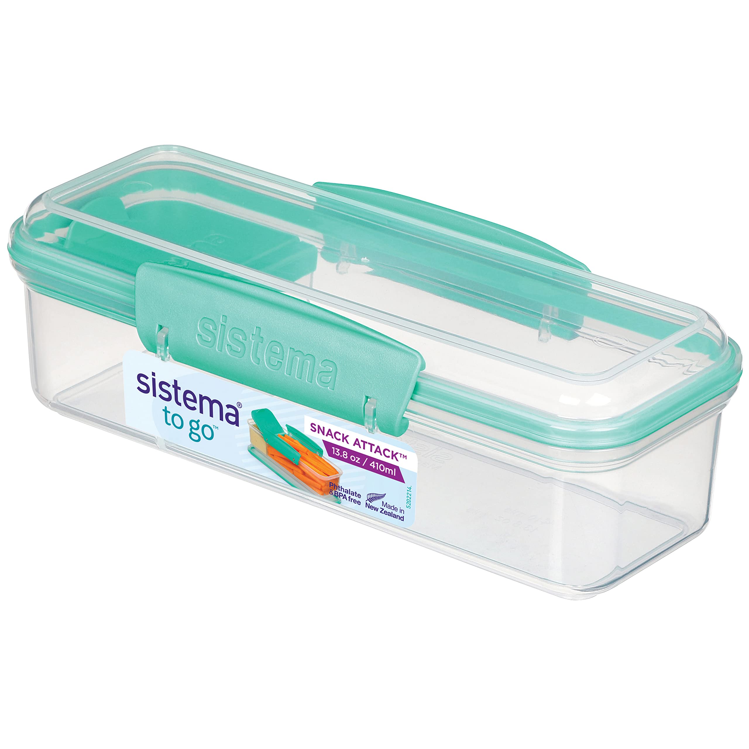 Sistema Snack Attack TO GO Food Storage Container | Snack Box with Compartments | 410 ml | BPA-Free | Assorted Colours | 1 Count - Bargain Genie